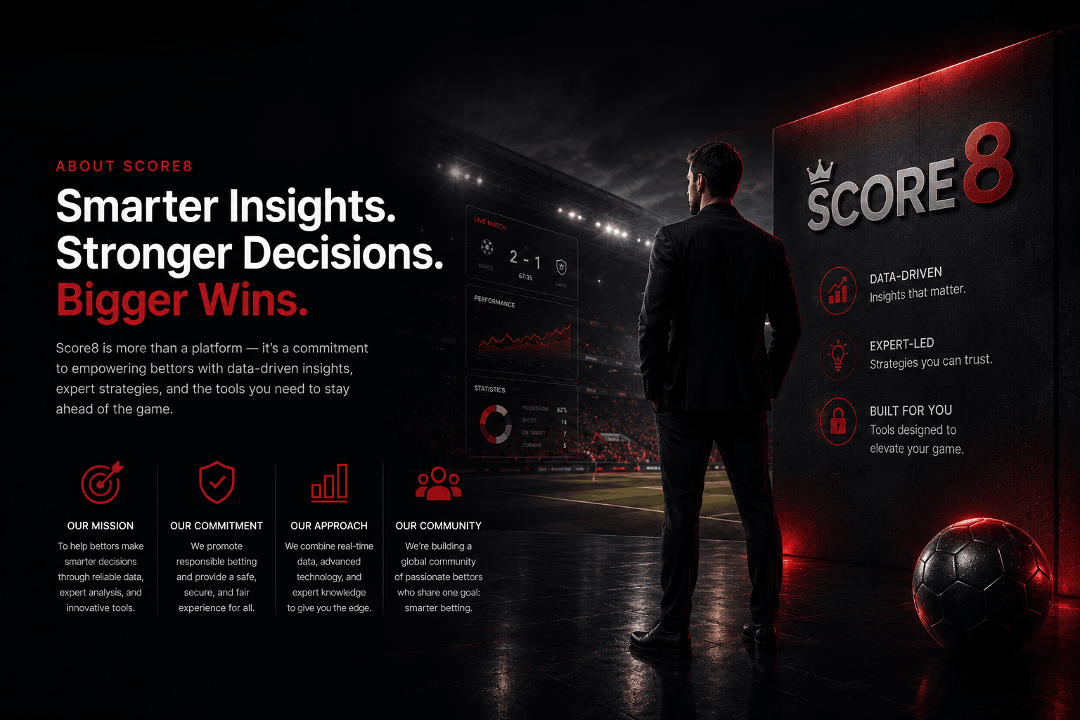 Editorial illustration representing the Score8 brand and its football-analysis focus